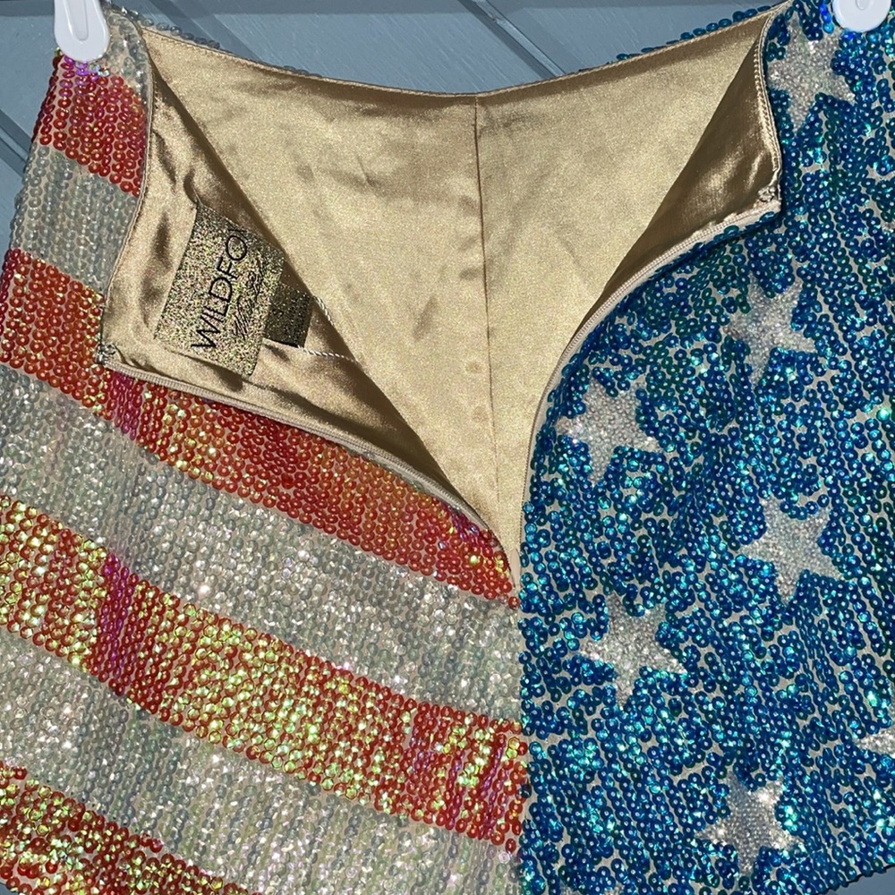 WildFox White Label American Glitter Sequin Flag shorts - Picture 6 of 8